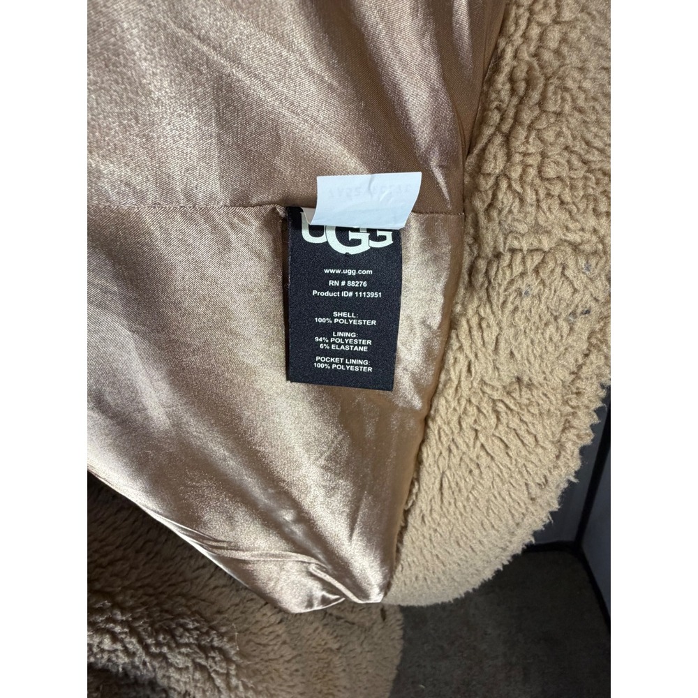 UGG Sherpa Trucker Jacket Womens Large Tan Excellent Faux Fur Coat 1113951 - Picture 7 of 9